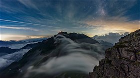 Starry Cloudy Japanese Alps