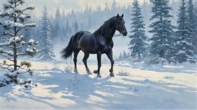 4K Horse in Snow