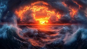 4K Dark Sunset Sea