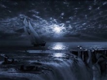 sailing over a waterfall