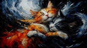 A pair of affectionate cats