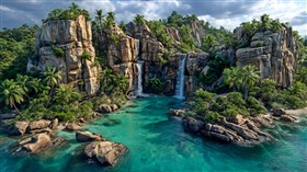 4K Rocky Falls Island