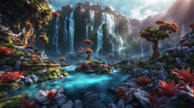 4K Garden Falls