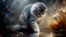 A silver cat
