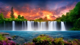 4K Sunset Falls4