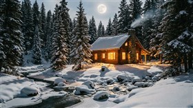 4K Winter Cabin